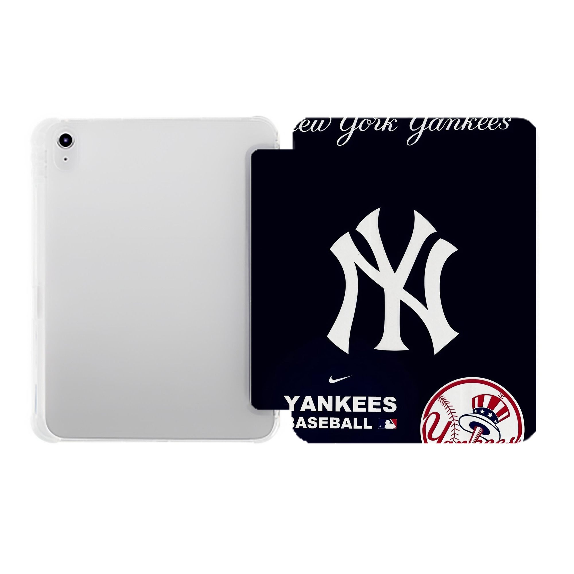 New York Yankees 122 Premium Tri-Fold PU Leather & Silicone IPad Case With Pencil Slot – Fits 9.5,10.5,10.9 – Adjustable Stand, Slim, Protective